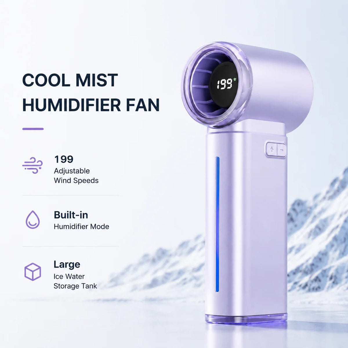 MistsyGo Portable Misting Fan with 199 Speeds and Nano Mist