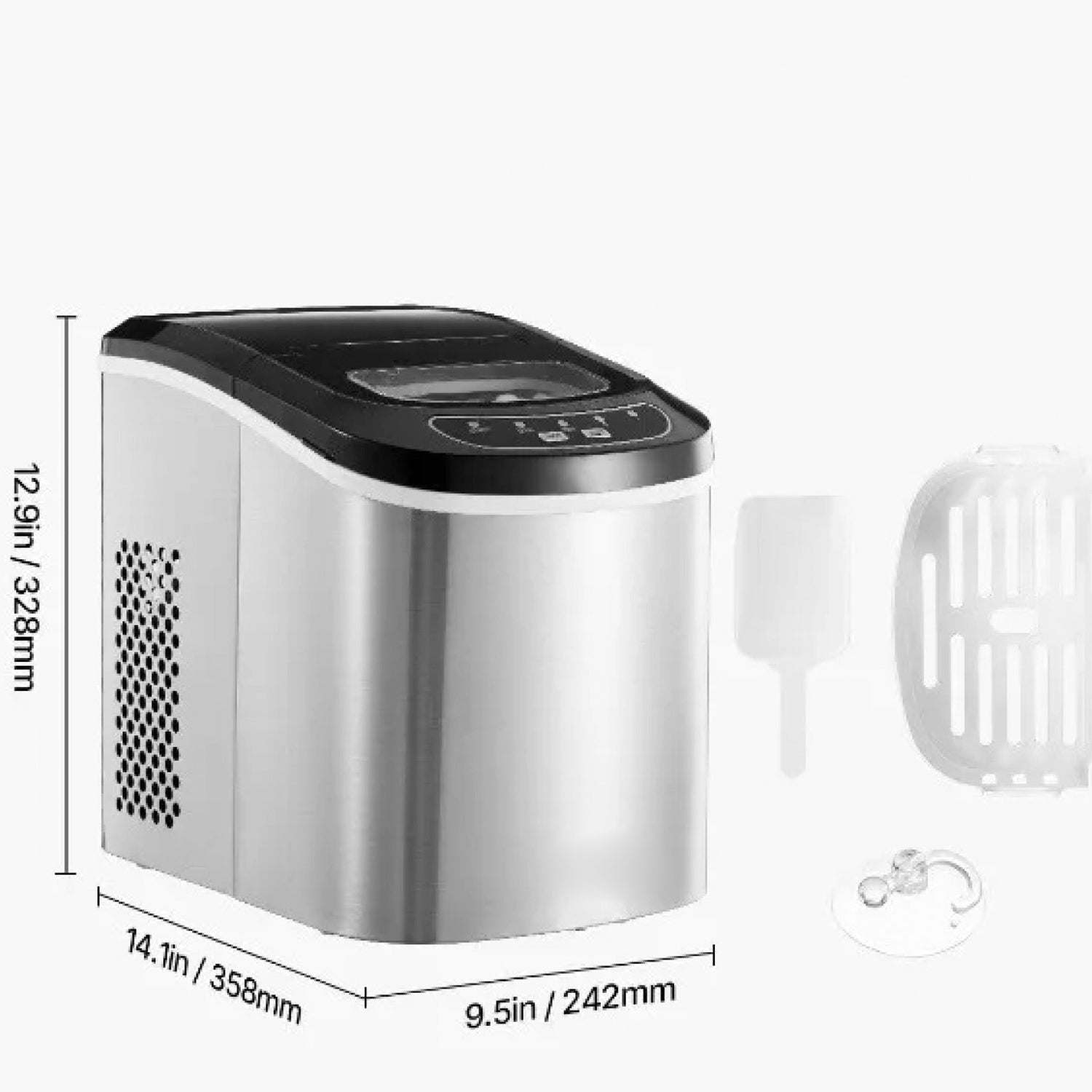 FrosTikox Countertop Ice Maker Machine 33lbs/day Output