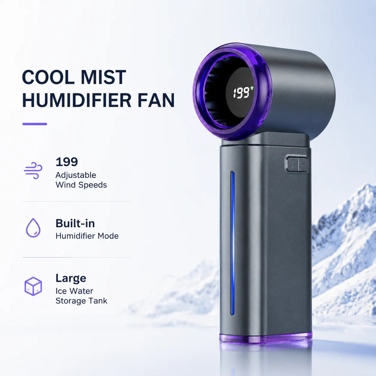 MistsyGo Portable Misting Fan with 199 Speeds and Nano Mist