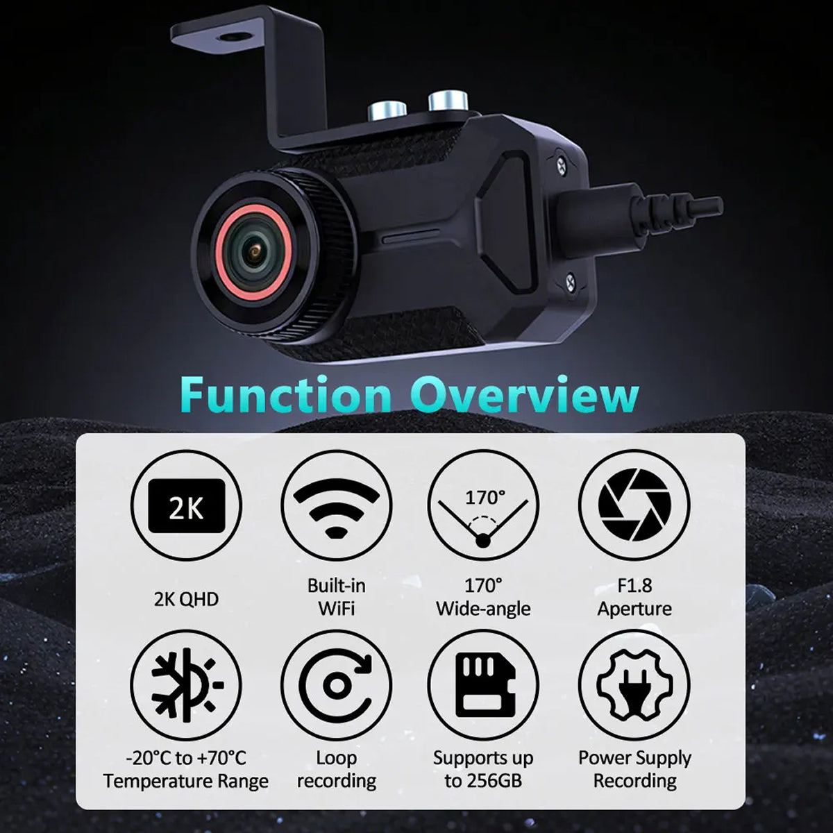 GearShoto Dual Lens Motorcycle Dash Cam with WiFi & Night Vision
