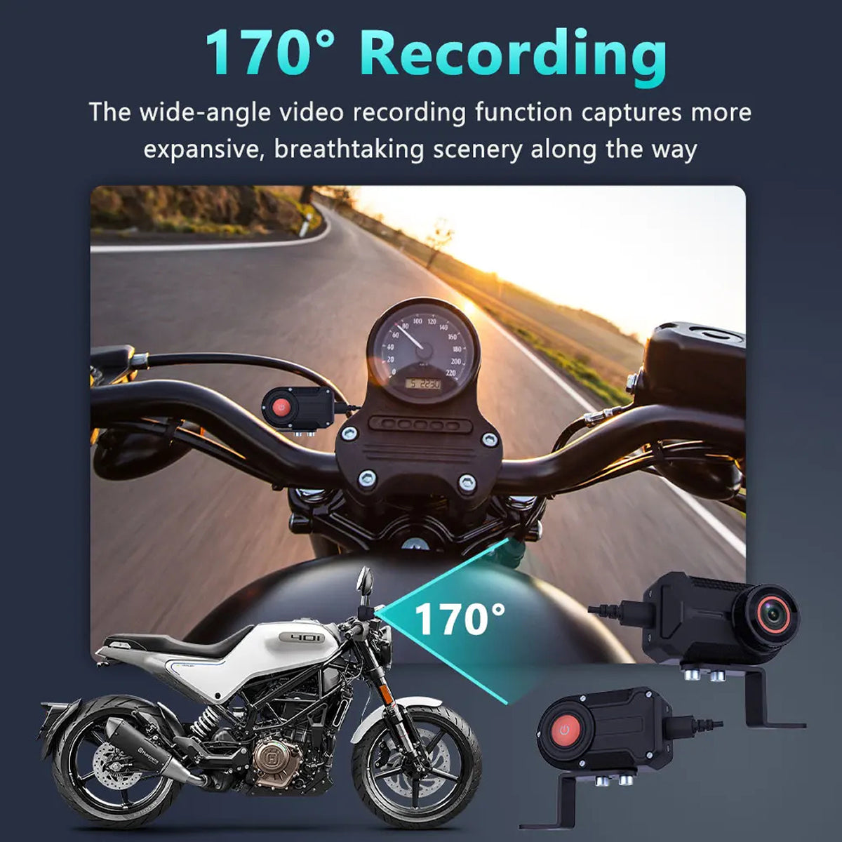 GearShoto Dual Lens Motorcycle Dash Cam with WiFi & Night Vision