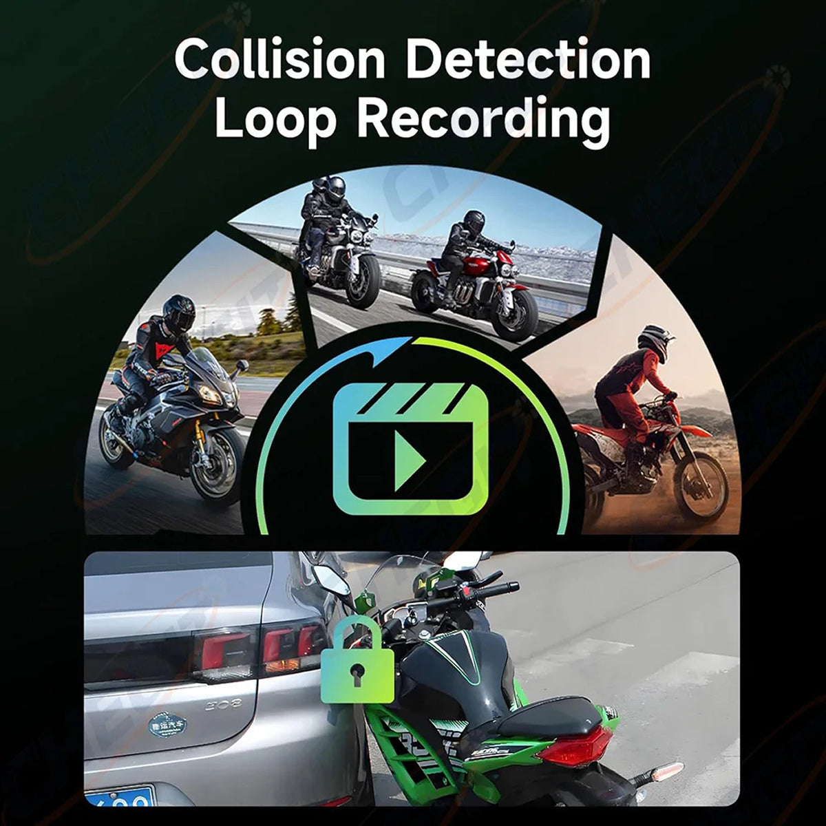 GearShoto Dual Lens Motorcycle Dash Cam with WiFi & Night Vision