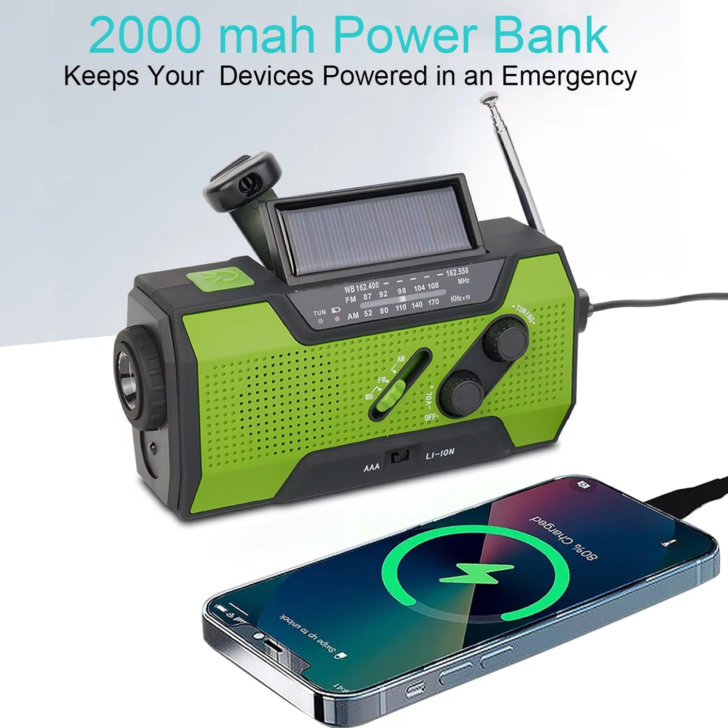 AlerSkyo NOAA Emergency Weather Radio with 5 Power Sources