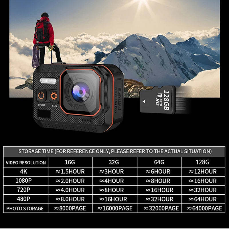 ReefiSnap IP68 Waterproof 4K Action Camera for Diving & Sports