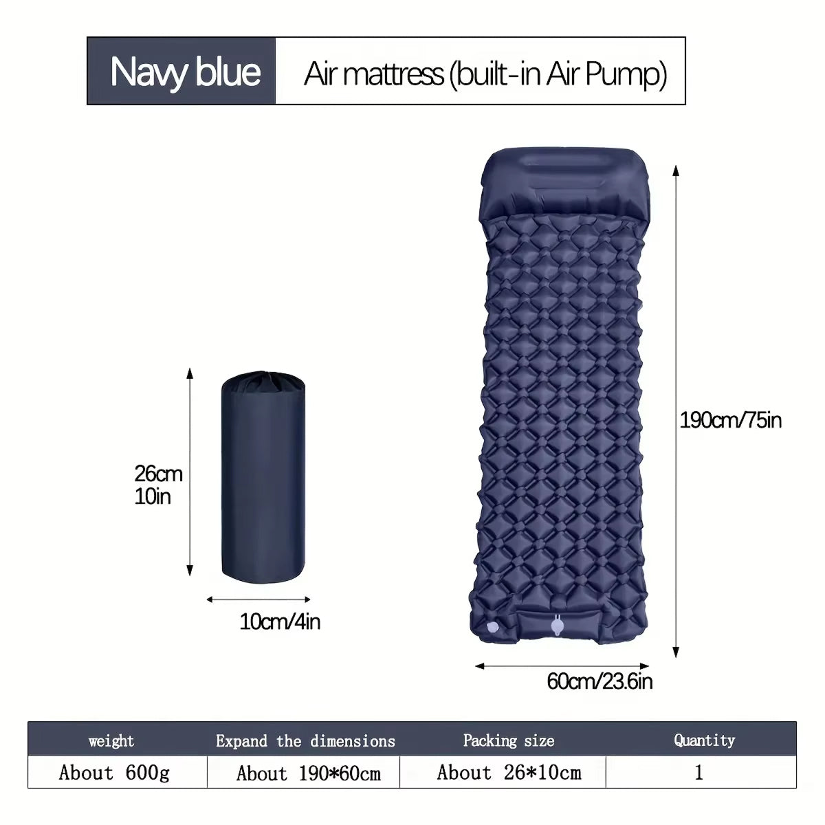 CampixBed Lightweight Camping Sleeping Pad with Foot Pump