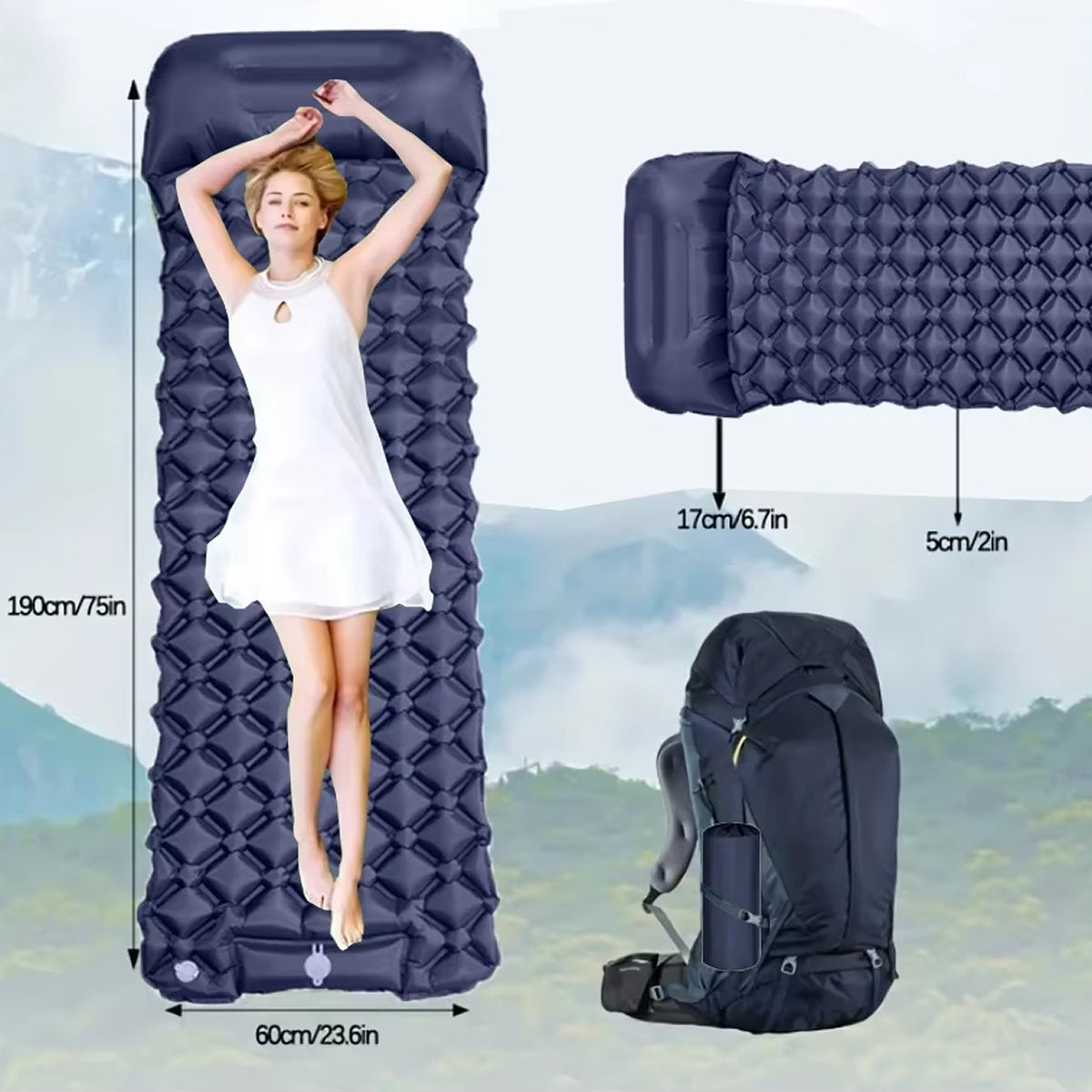 CampixBed Lightweight Camping Sleeping Pad with Foot Pump