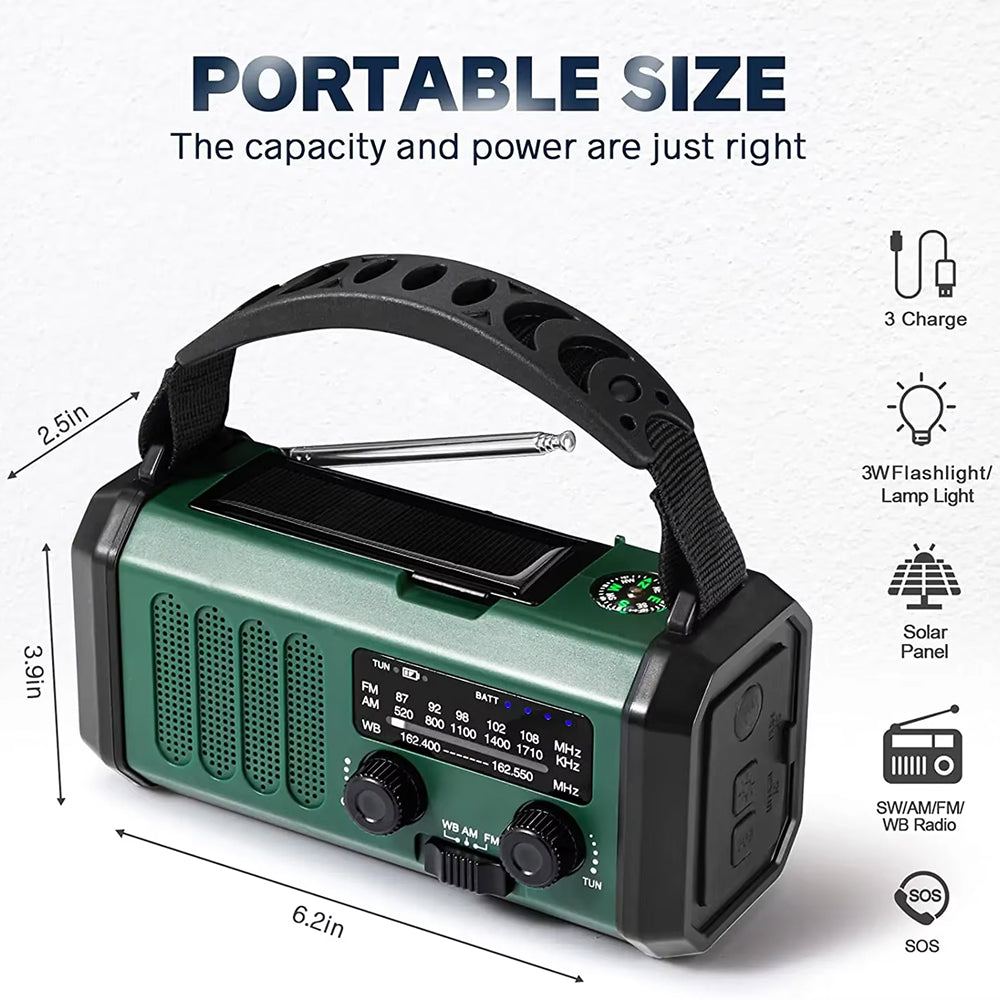 Crankoax Wind Up Radio | 10000mAh Solar Emergency Weather Radio