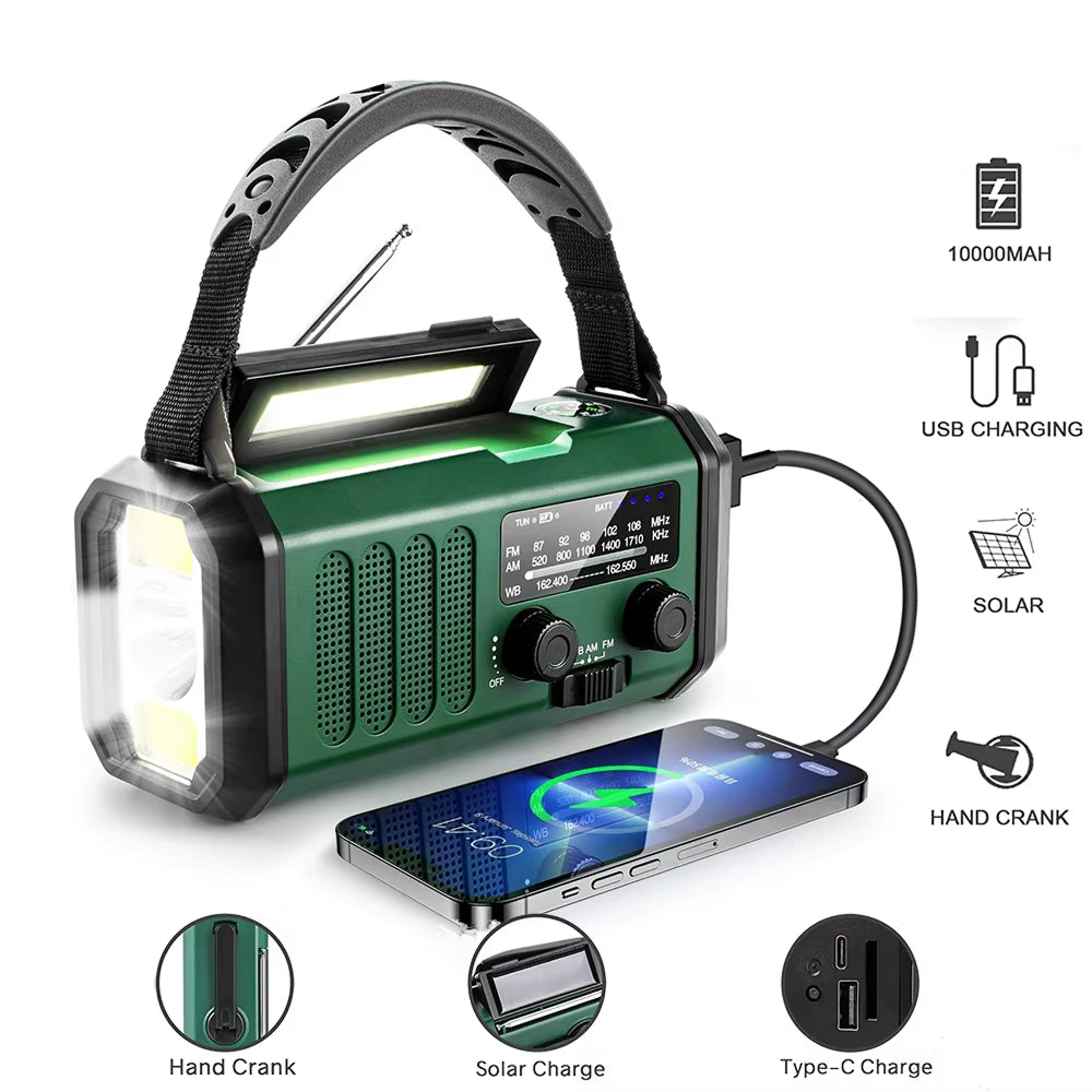 Crankoax Wind Up Radio | 10000mAh Solar Emergency Weather Radio