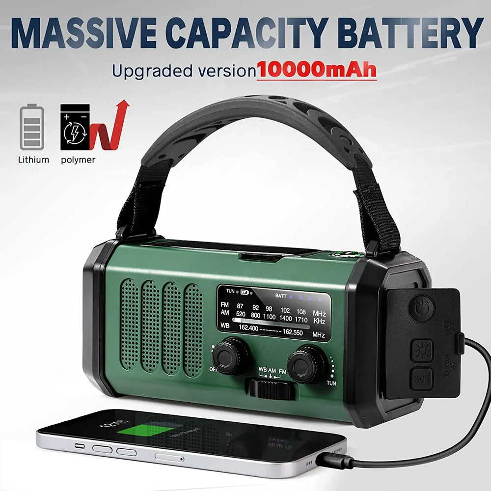 Crankoax Wind Up Radio | 10000mAh Solar Emergency Weather Radio