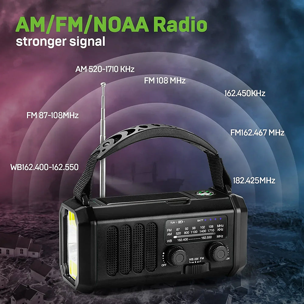 Crankoax Wind Up Radio | 10000mAh Solar Emergency Weather Radio