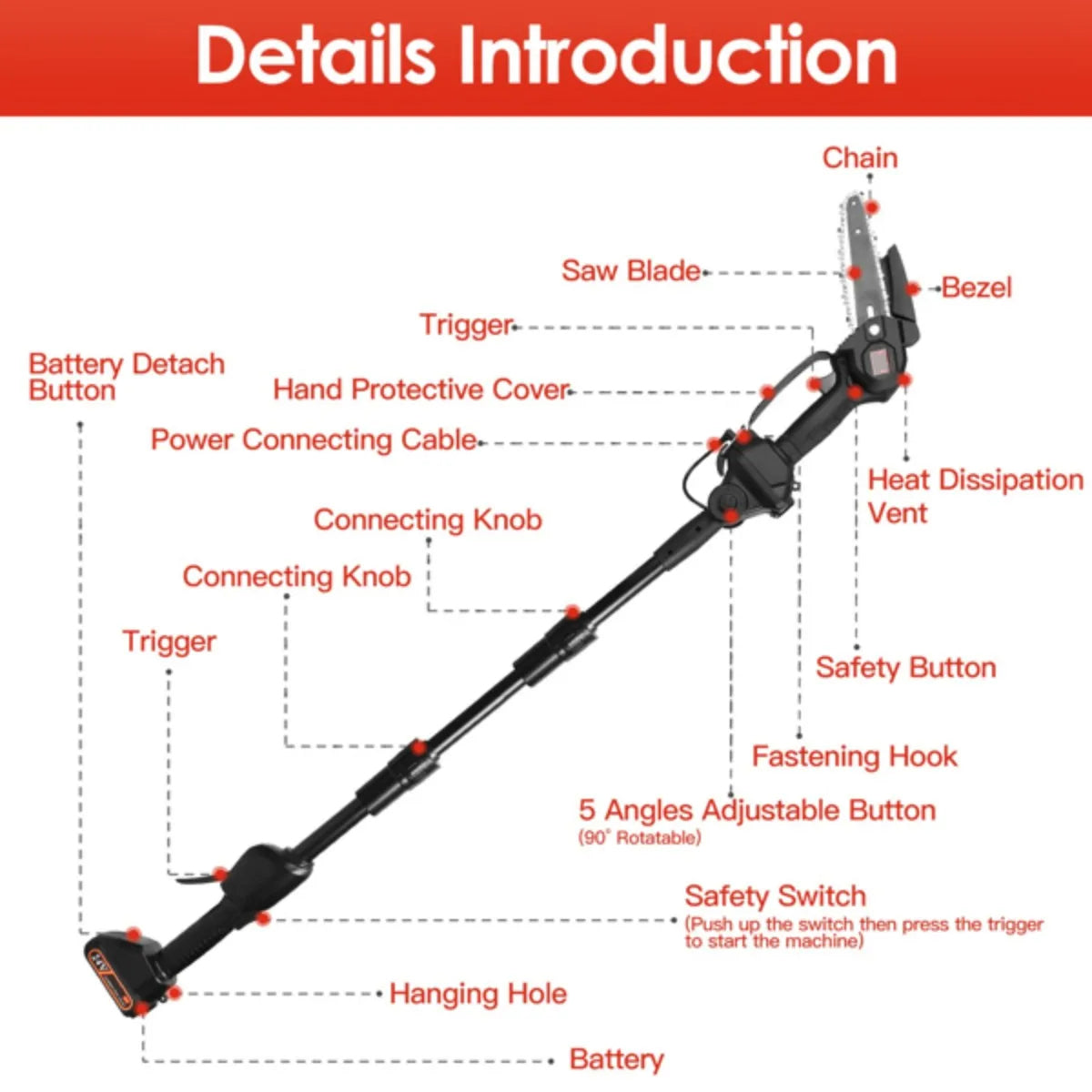CrestiCut Cordless Pole Saw for Tree Trimming and Pruning