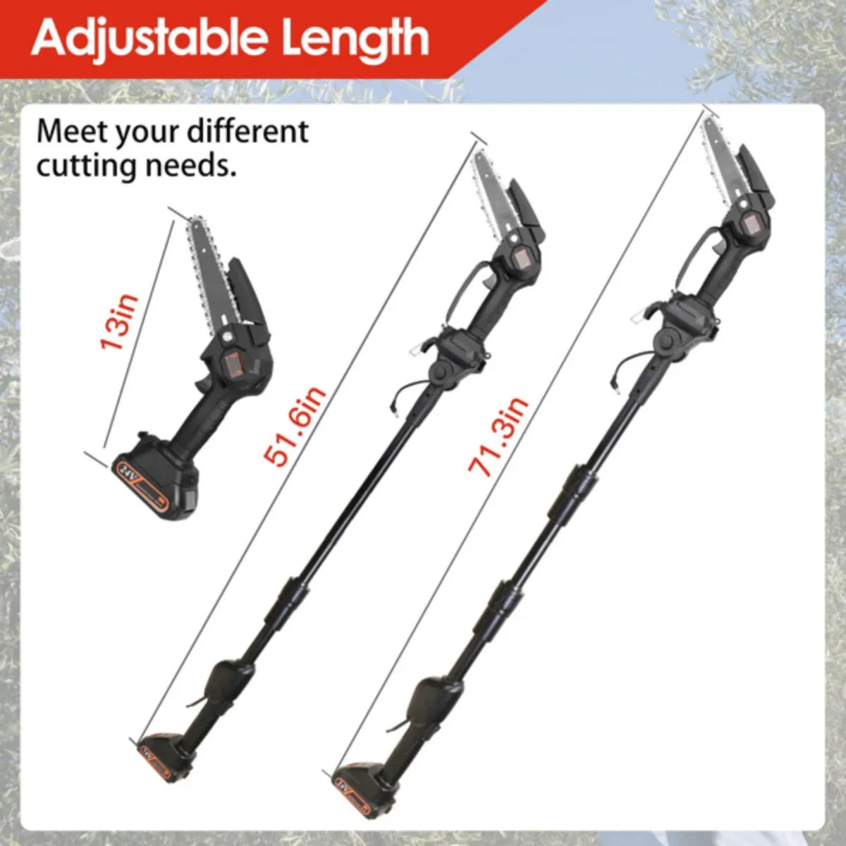 CrestiCut Cordless Pole Saw for Tree Trimming and Pruning
