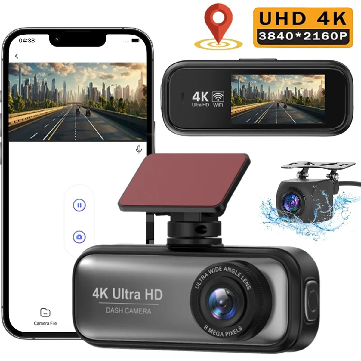 DashyLynk 4K Wireless Dual Dashcam with WiFi & GPS