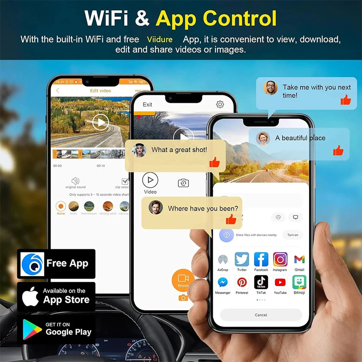 DashyLynk 4K Wireless Dual Dashcam with WiFi & GPS