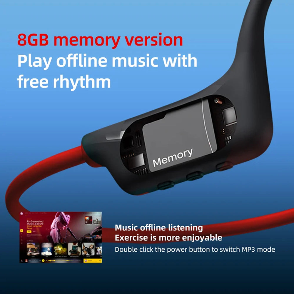DeepWavix IPX8 Bone Conduction Swimming Headphones with 32GB MP3