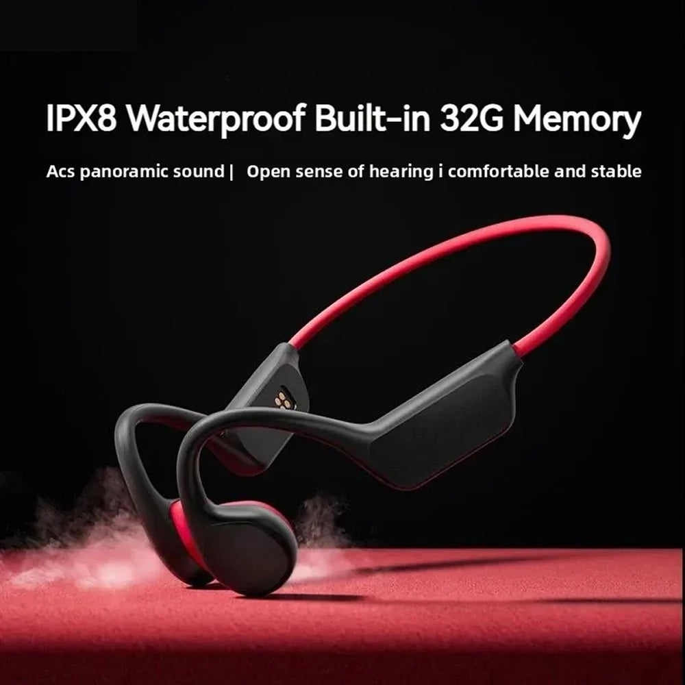DeepWavix IPX8 Bone Conduction Swimming Headphones with 32GB MP3