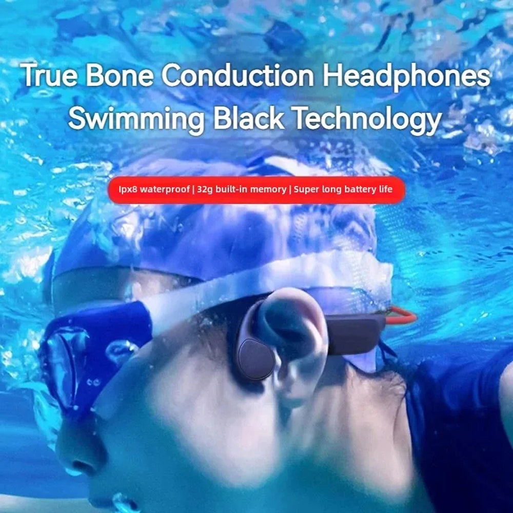 DeepWavix IPX8 Bone Conduction Swimming Headphones with 32GB MP3