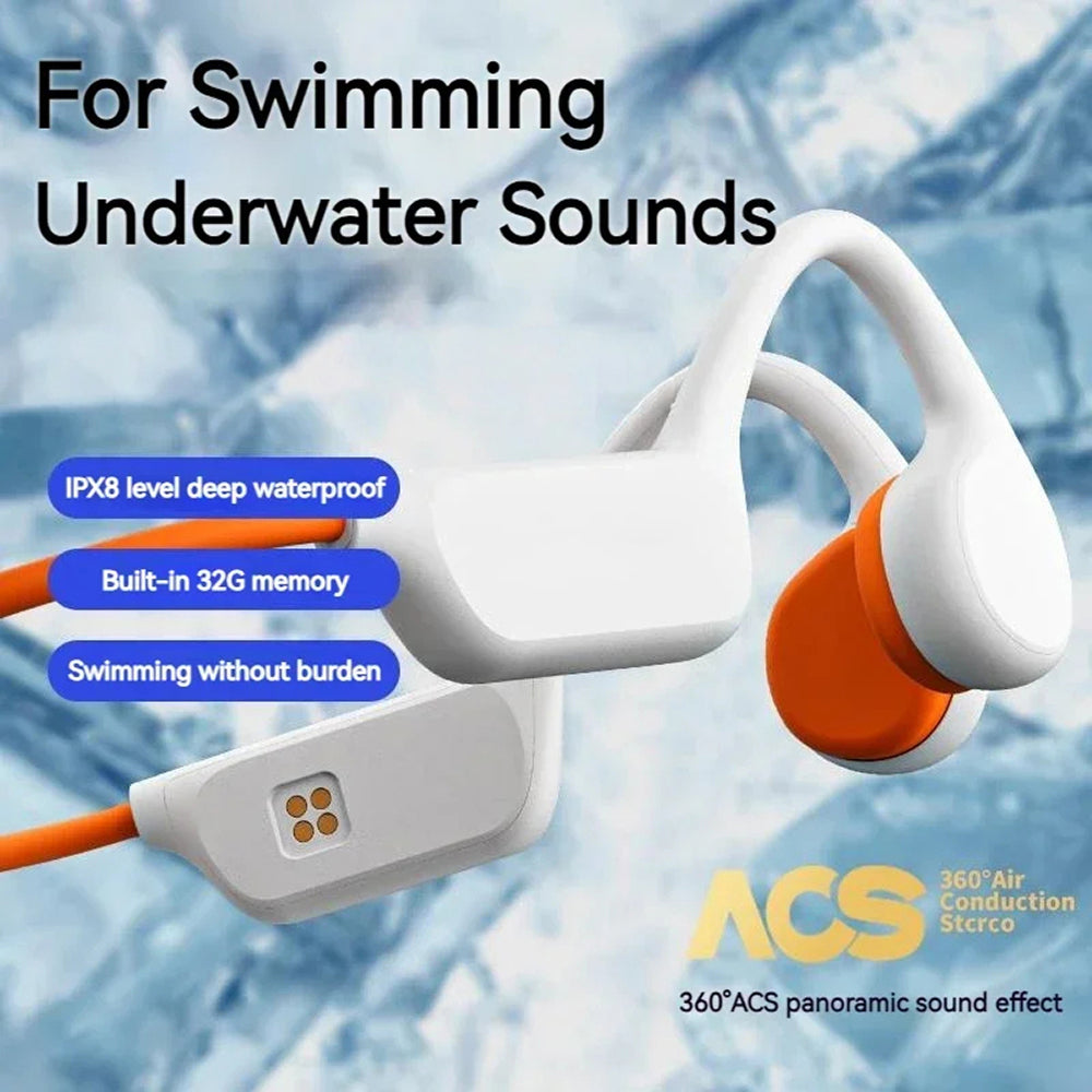 DeepWavix IPX8 Bone Conduction Swimming Headphones with 32GB MP3