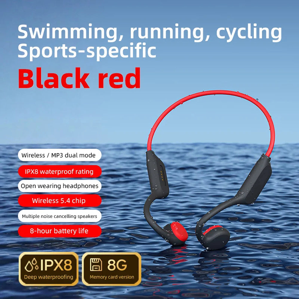 DeepWavix IPX8 Bone Conduction Swimming Headphones with 32GB MP3
