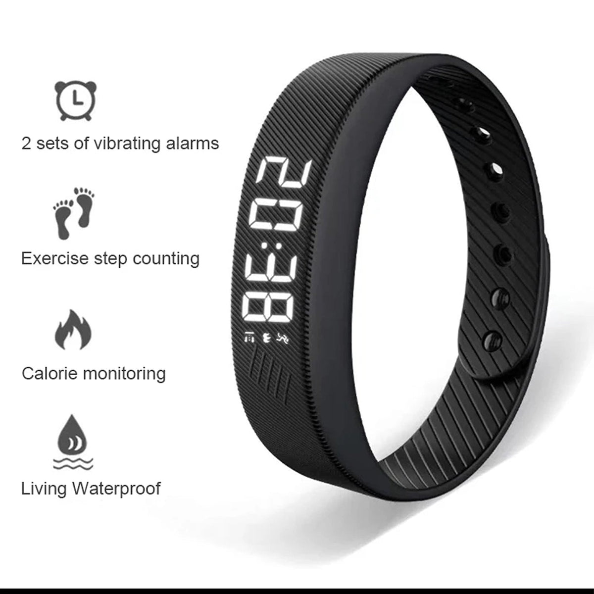 FlickoWake Vibration Alarm Wristband with 3D Pedometer