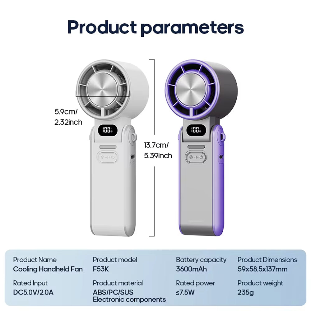 FrostoeByte Portable Handheld Turbo Fan with Semiconductor Cooling