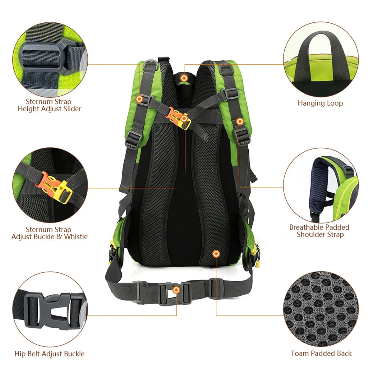 GlacoFlow Ultra-Lightweight 40L Waterproof Hiking Backpack