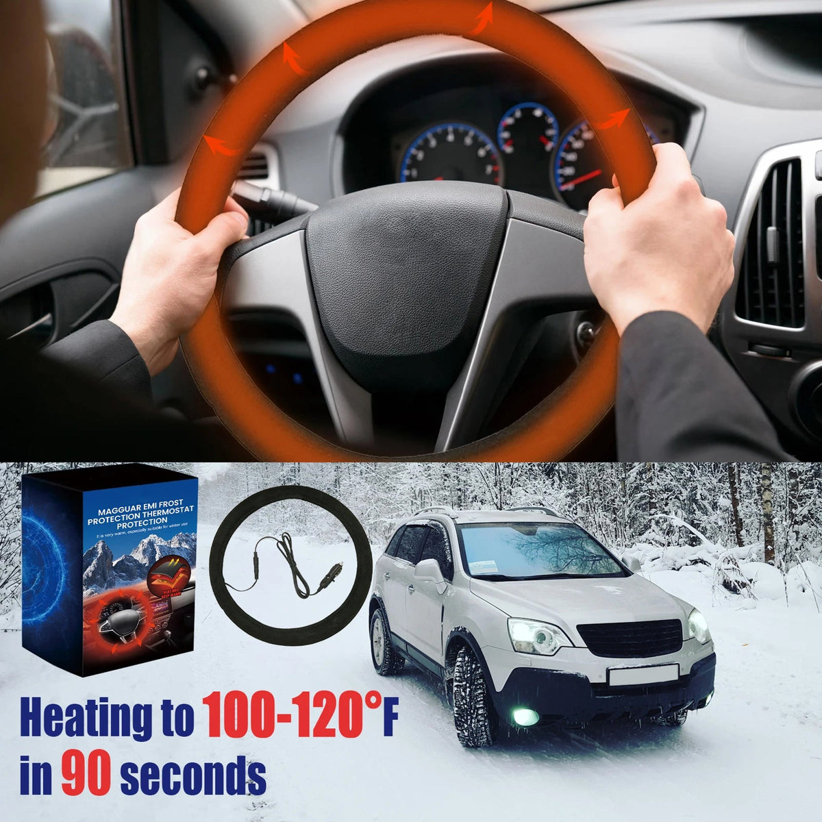 Gripoozy Heated Steering Wheel Cover | 90-Second Fast Warmth