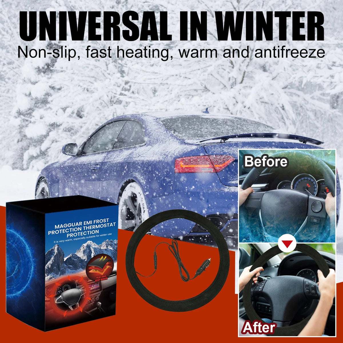 Gripoozy Heated Steering Wheel Cover | 90-Second Fast Warmth