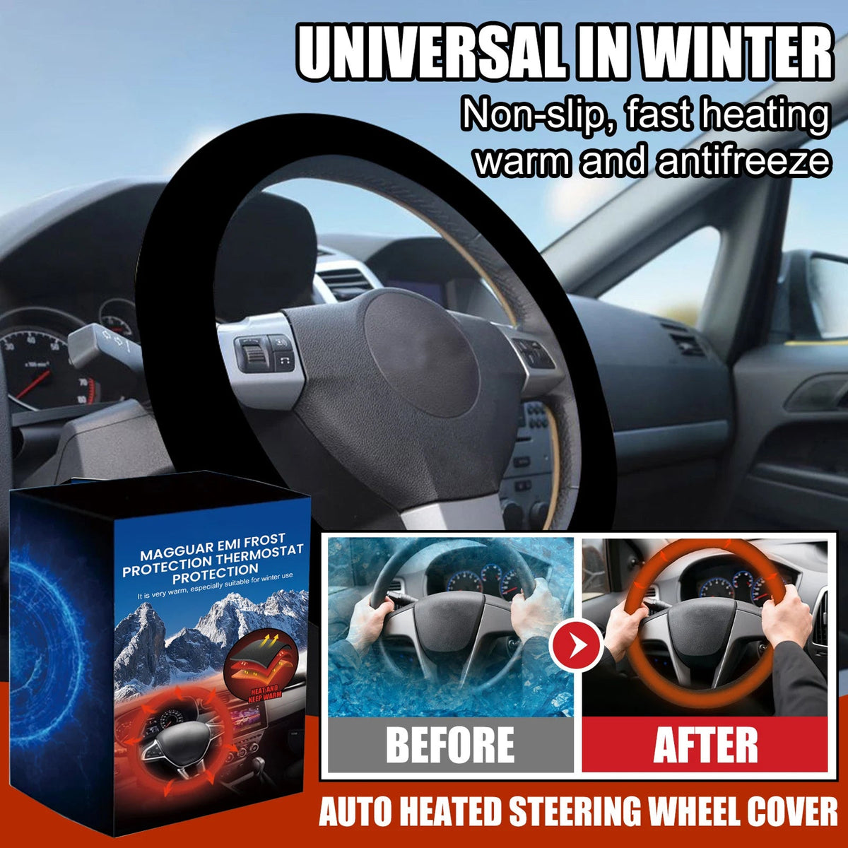 Gripoozy Heated Steering Wheel Cover | 90-Second Fast Warmth