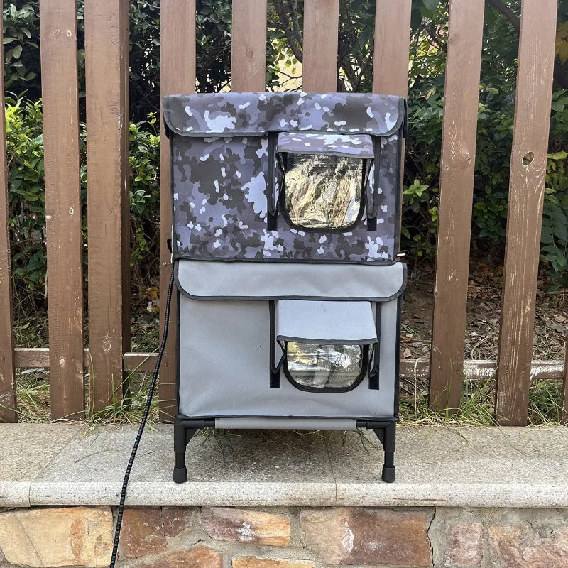 HeatoPury Heated Outdoor Cat House with 9 Heat Settings & Raised Base