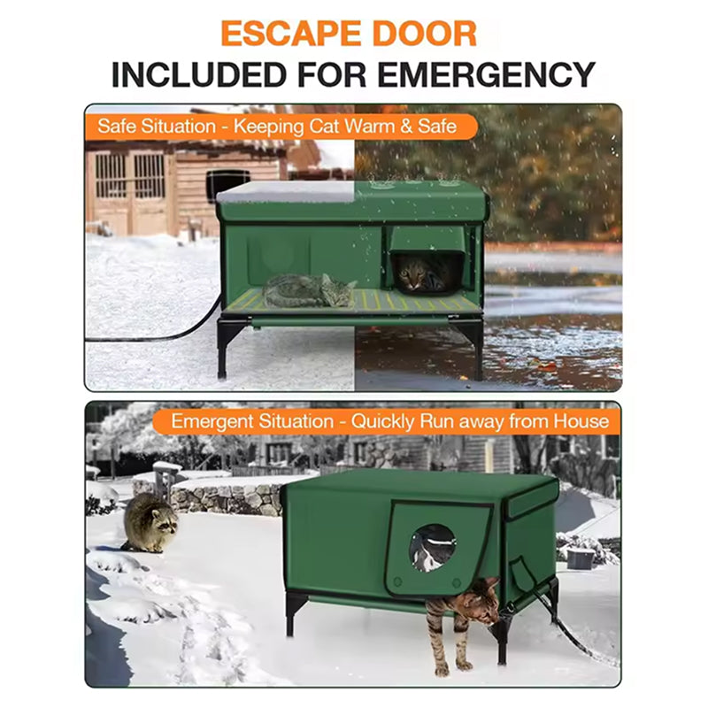 HeatoPury Heated Outdoor Cat House with 9 Heat Settings & Raised Base