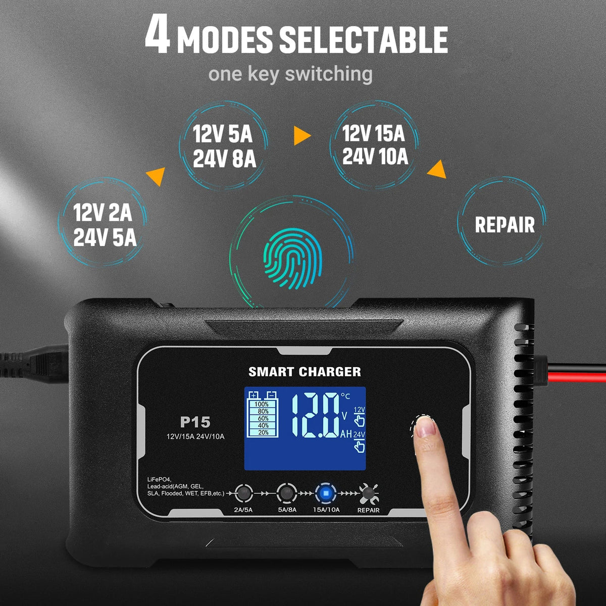 JoltNapo 12V 24V Smart Car Battery Trickle Charger and Maintainer