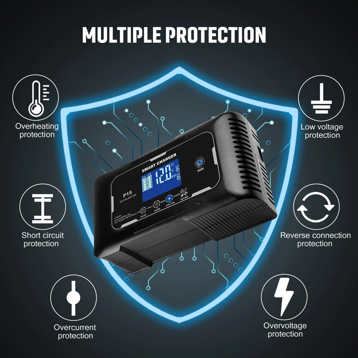 JoltNapo 12V 24V Smart Car Battery Trickle Charger and Maintainer