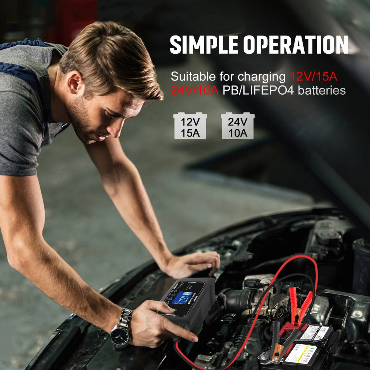JoltNapo 12V 24V Smart Car Battery Trickle Charger and Maintainer