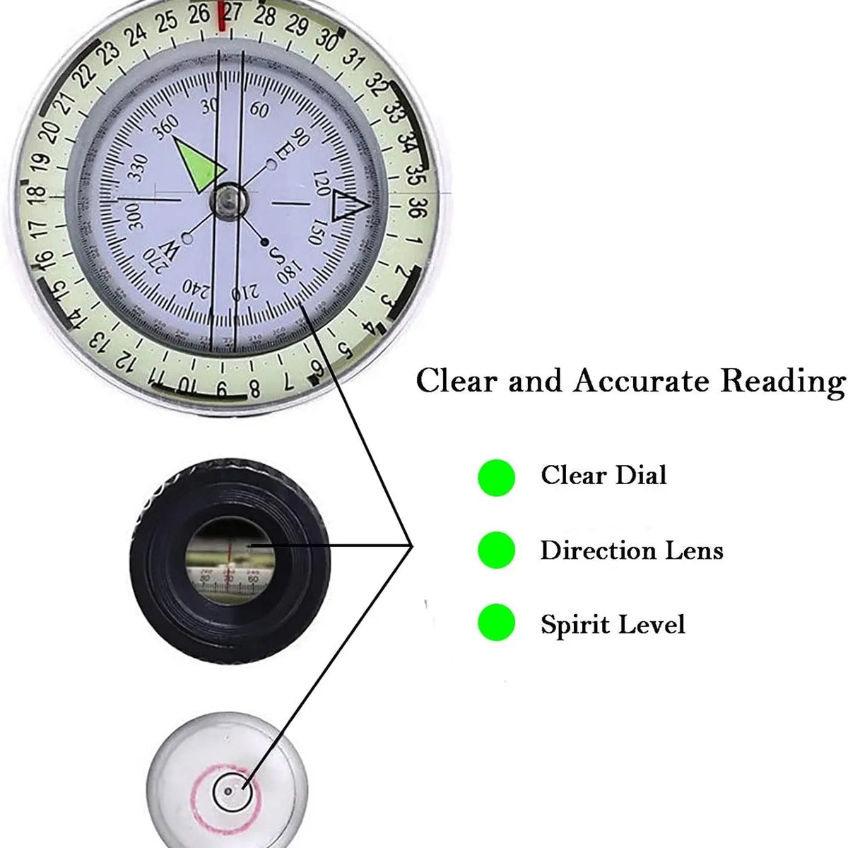 MagiNoxu Tactical Survival Compass with Optical Sighting & Luminous Dial