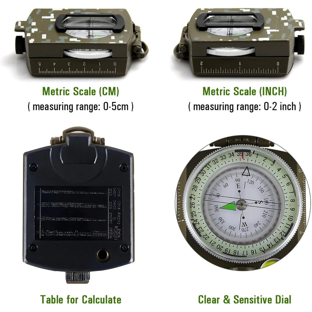 MagiNoxu Tactical Survival Compass with Optical Sighting & Luminous Dial