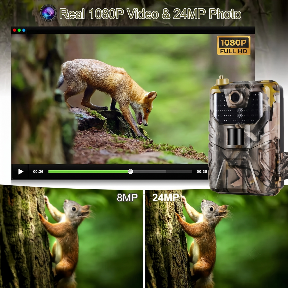 MosSnapie Night Vision Wildlife & Trail Camera for Garden