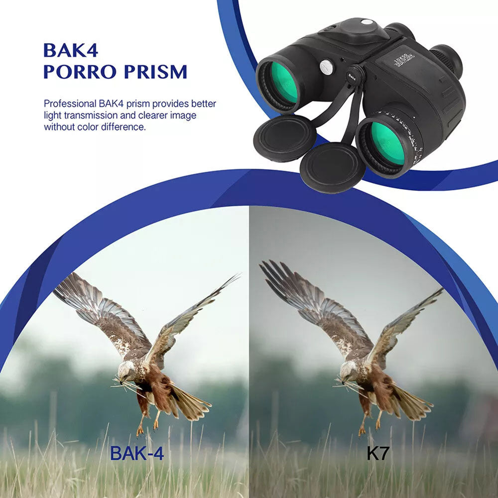 NautixCor 10x50 Waterproof Marine Binoculars with Compass