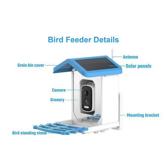 NestoLenzi AI Bird Feeder with 2K HD Camera & Solar Power