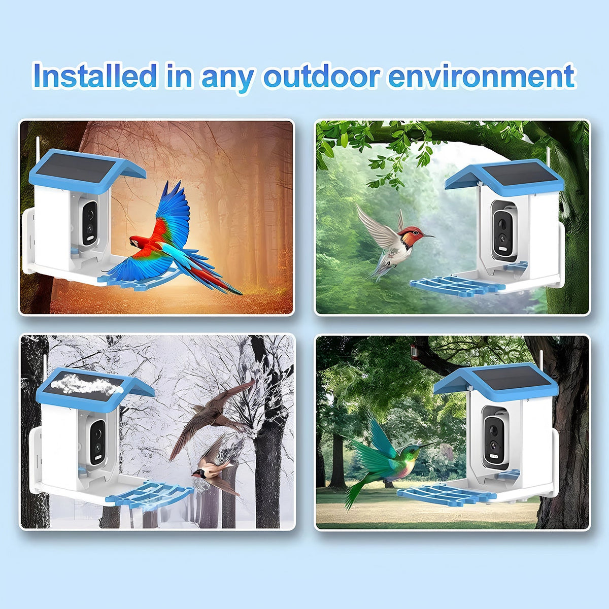 NestoLenzi AI Bird Feeder with 2K HD Camera & Solar Power