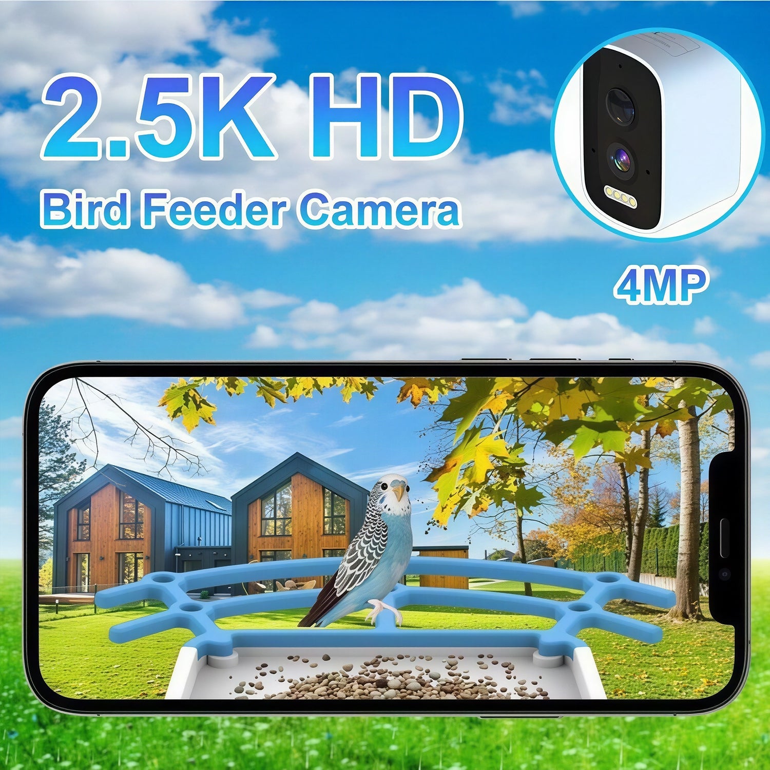 NestoLenzi AI Bird Feeder with 2K HD Camera & Solar Power