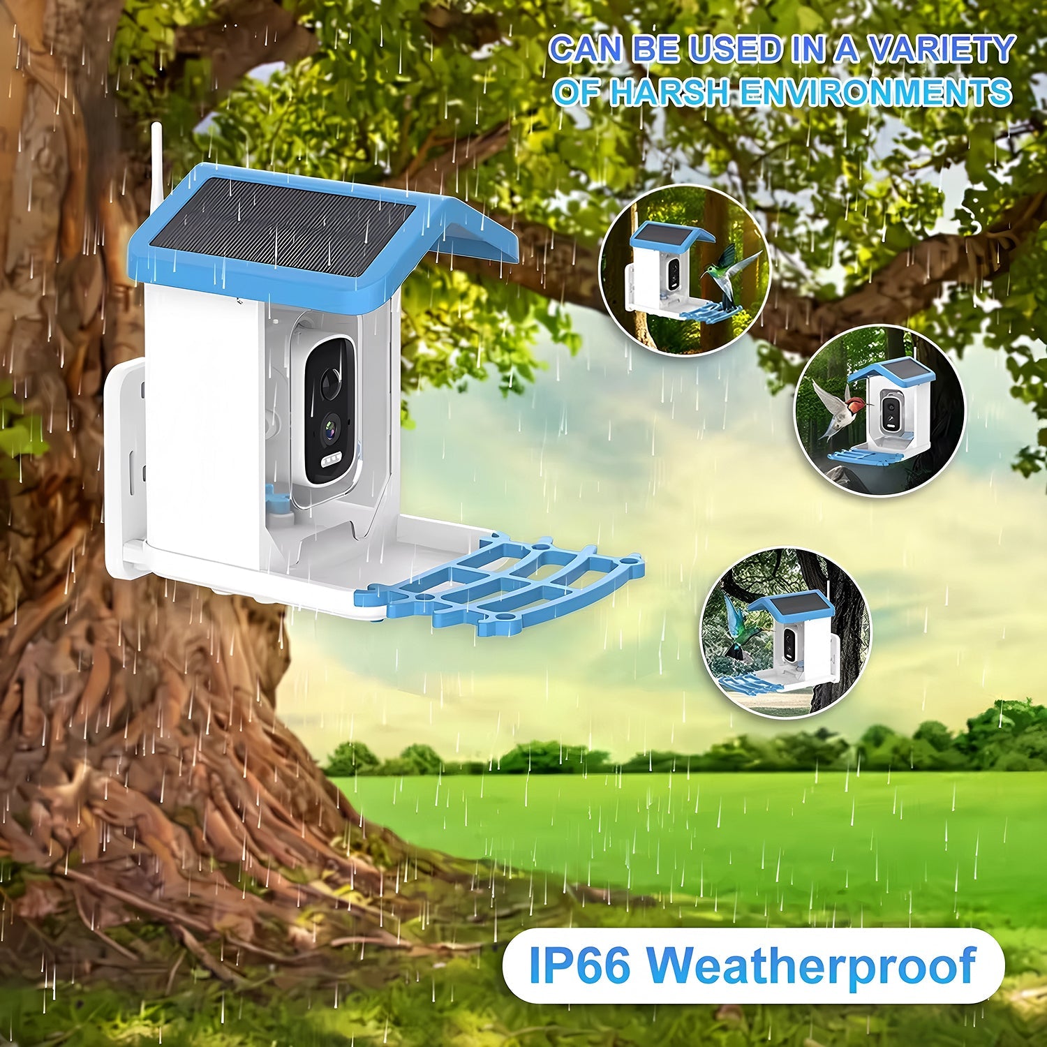 NestoLenzi AI Bird Feeder with 2K HD Camera & Solar Power