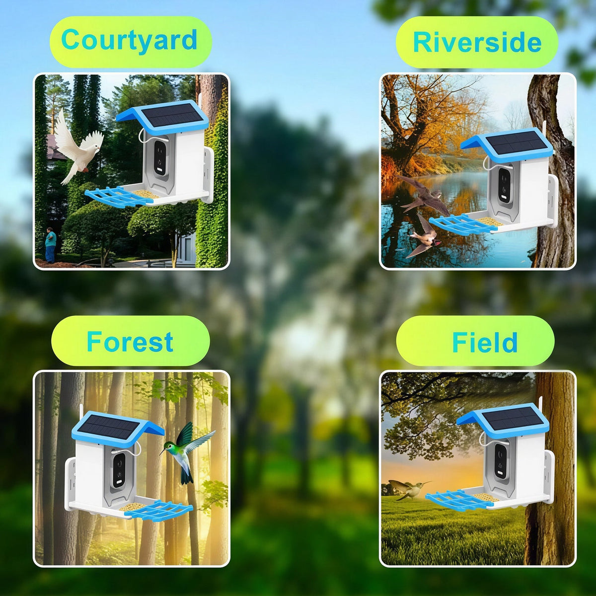 NestoLenzi AI Bird Feeder with 2K HD Camera & Solar Power