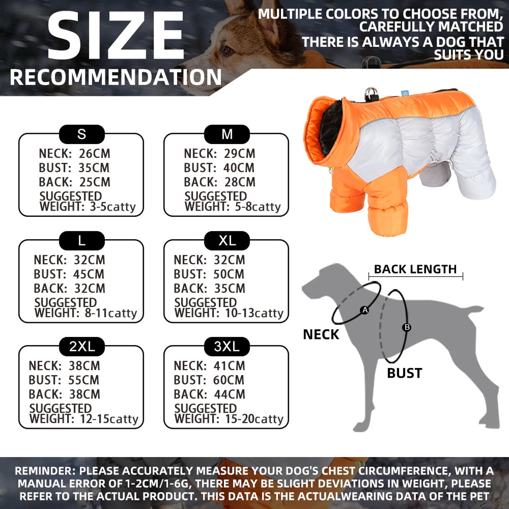 NordiPawi All-Weather 4-Leg Winter Dog Coat with Leash D-Rings