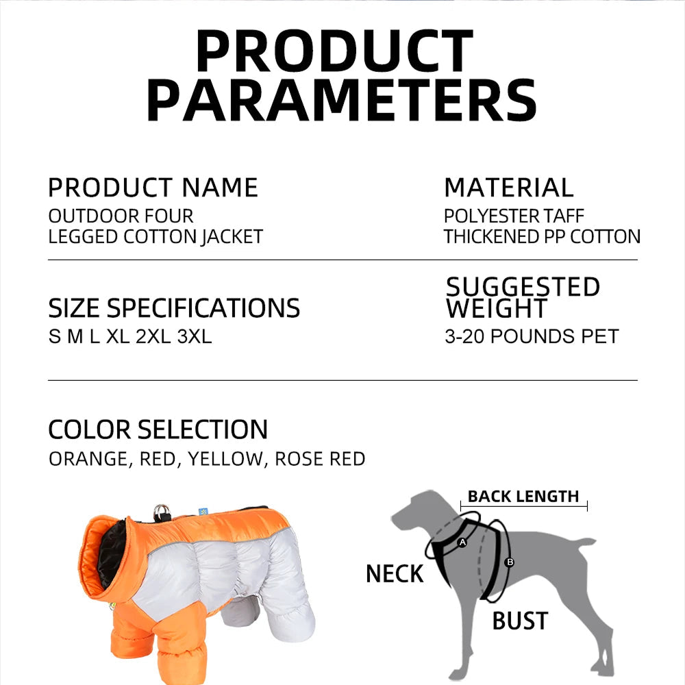 NordiPawi All-Weather 4-Leg Winter Dog Coat with Leash D-Rings