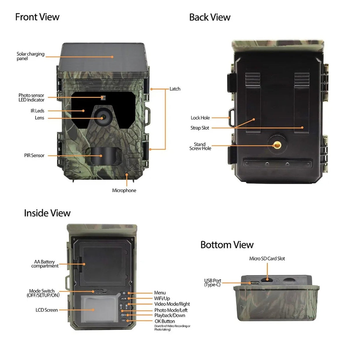 PawnixCam Solar Trail Camera | 50MP 4K No-Glow Night Vision
