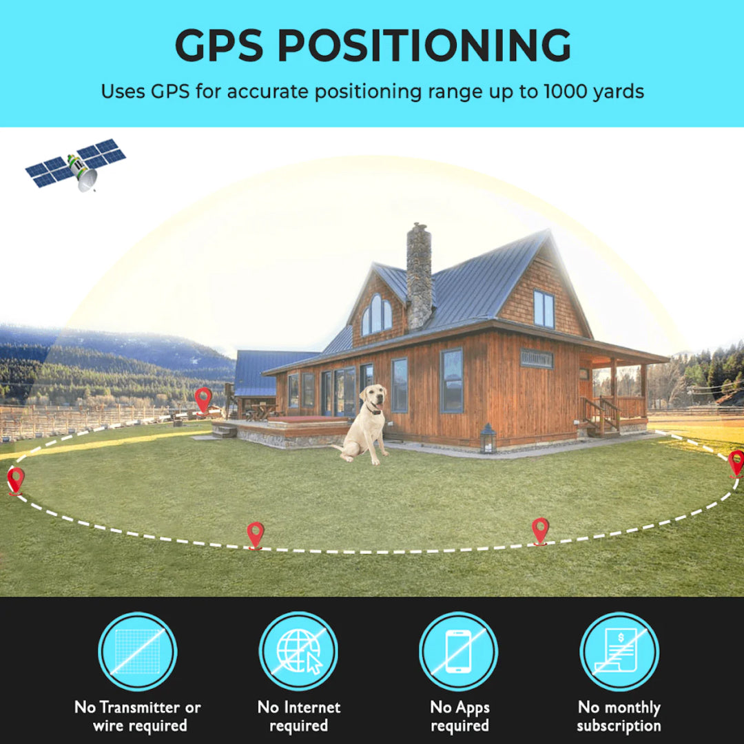 PupiPatro Portable Wireless GPS Dog Fence & Training Collar