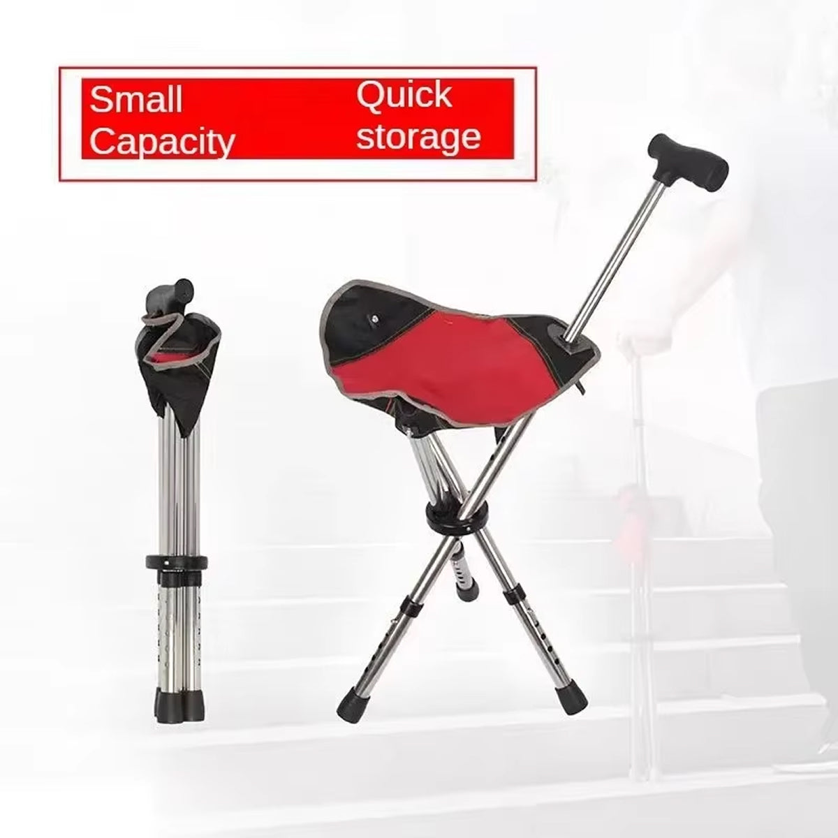 Restixi 2-in-1 Walking Stick and Portable Seat