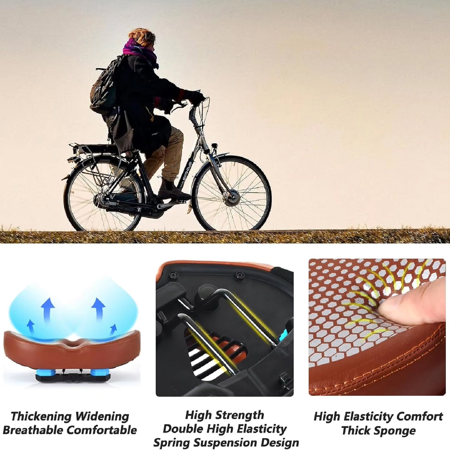 RigoCyclex Noseless Oversized Comfort Bike Seat