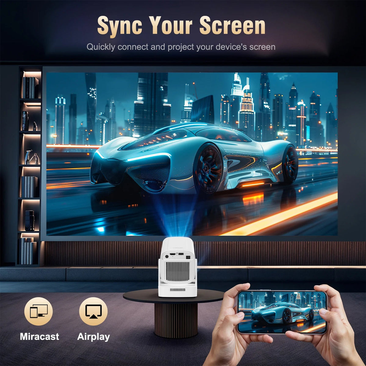 SoliiSight Portable Outdoor Projector 1080P WiFi 6